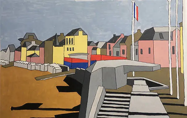 Tableau de la digue de Saint-Aubin-sur mer 